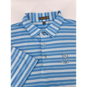 Peter Millar Summer Comfort Polo Size XL Blue Striped St Andrews Links Shirt